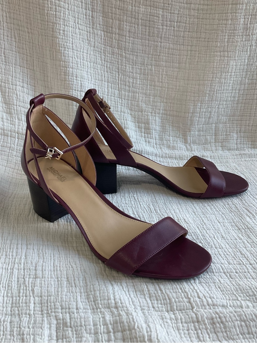 MICHAEL Michael Kors Purple Leather Block Heels Ankle Strap Sz 10 Womens NEW